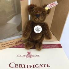 Steiff Club 1999 Teddy Bear Brown Mohair Plush 7cm Loyalty Gift Box Certificate