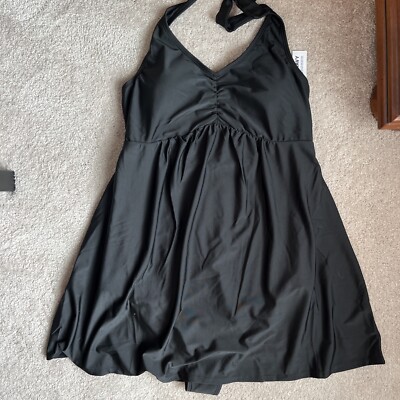 old navy black halter dress Women's The Occasion Fit And Flare Satin Halter Midi Dress - Black