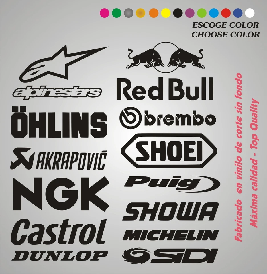 14 PEGATINAS STICKERS PACK Moto Sponsor Vinyl Aufkleber Adhesivi Vinilo - Imagen 1 de 1
