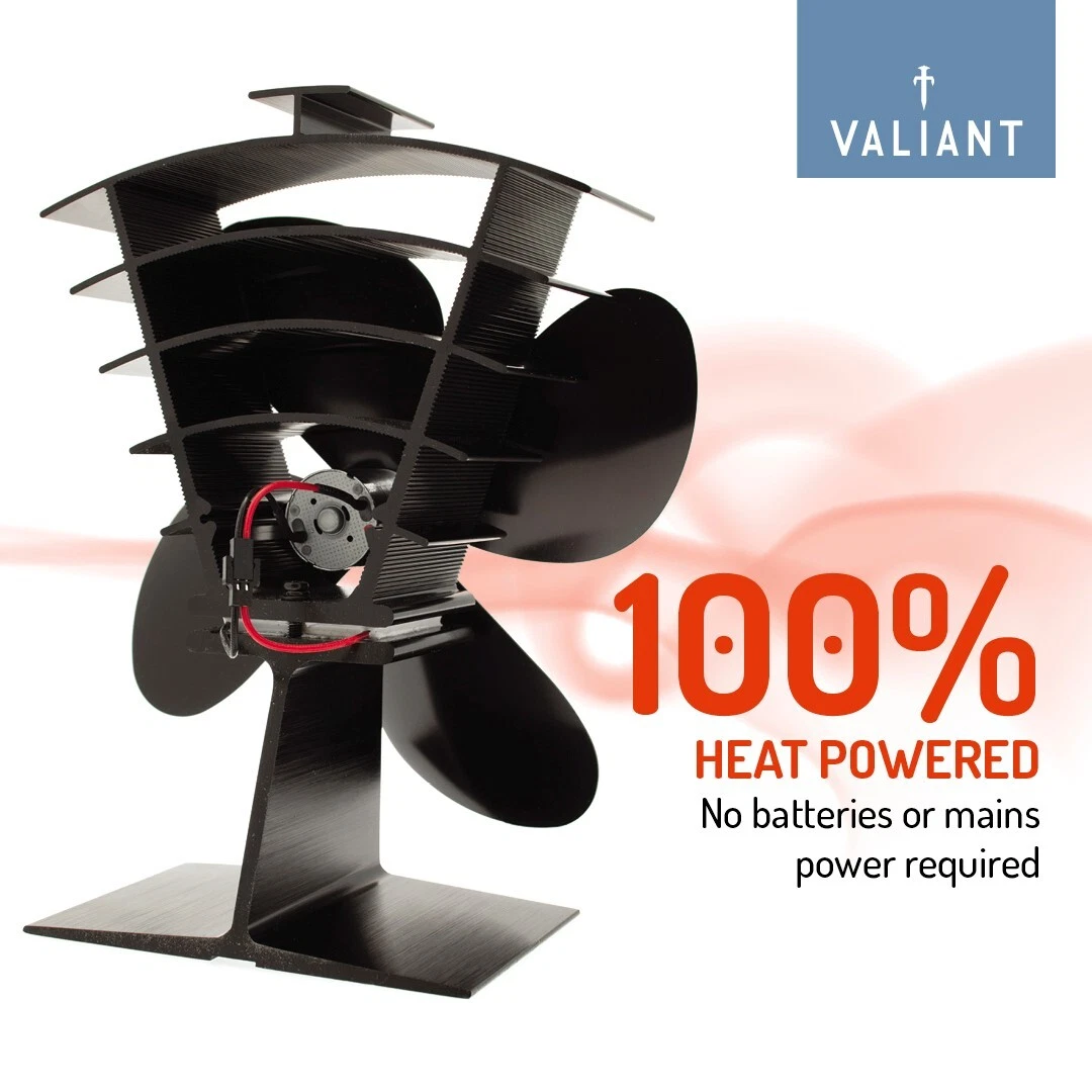 Valiant Premium 4 Blade Heat Powered Log Burner Stove Fan - FIR361  798256210587 | eBay