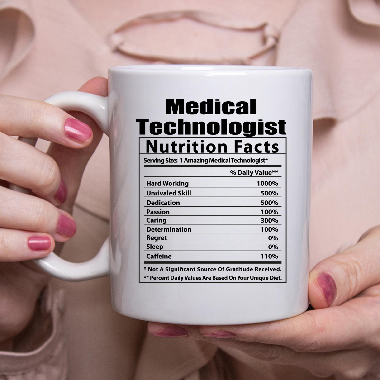 Funny Medical Technologist Nutritional Facts White Coffee Mug