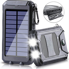 2000000mAh Solar Power Bank LED Dual USB Backup Battery Charger Fr Mobile Phone