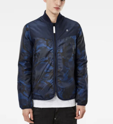 $190 G Star Large Setscale Jacket Bomber Jacket Blue Black Camo Pharrell Coat