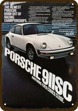 PORSCHE 911SC auto sportiva 1978 look vintage-bordo REPLICA DECORATIVA INSEGNA METALLO