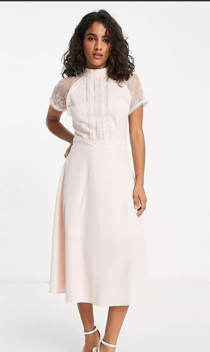 Liquorish a line lace detail midi dress sale