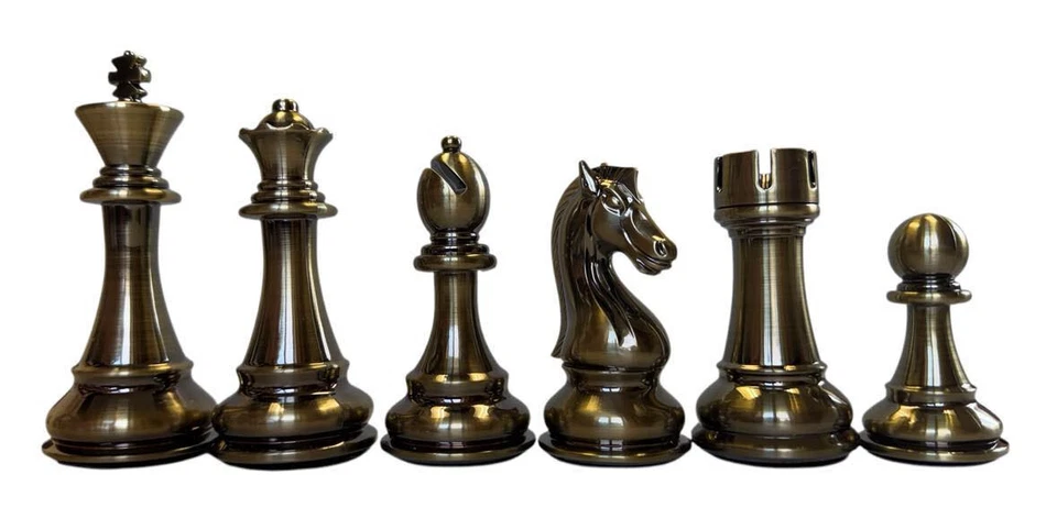Copper & Bronze Satin Finish Chess Set - 4lbs+ Weight, 4.25 in. King - Image 4 of 4
