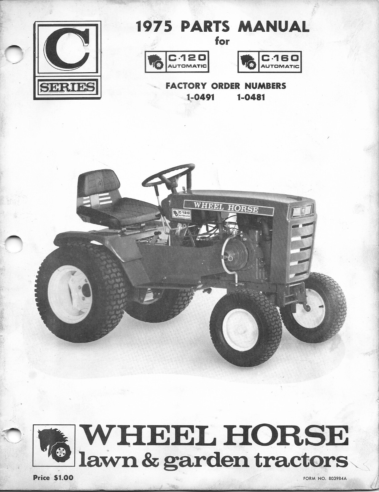 Wheel Horse Tractor Parts List Manual C120 C160 Automatic Wiring