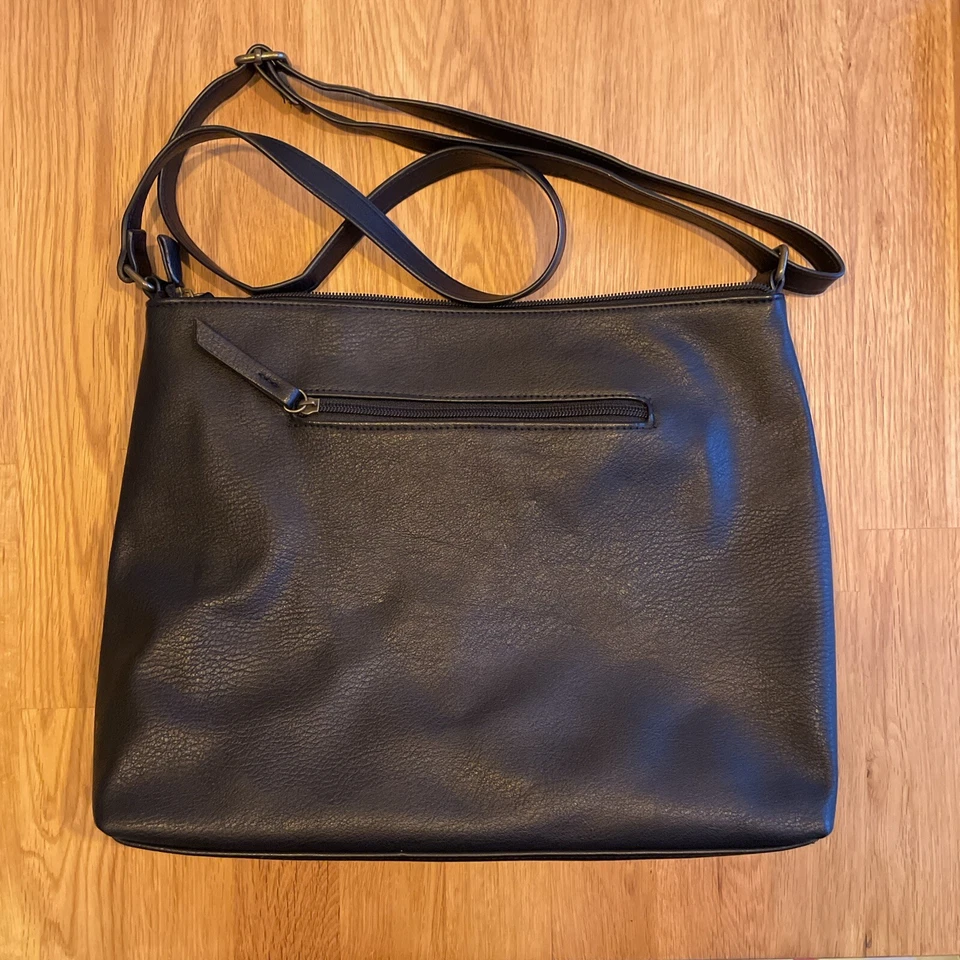 Handtasche schwarz Kunstleder 35x27x9 cm Anna Field 4 Fächer - Bild 4 von 4