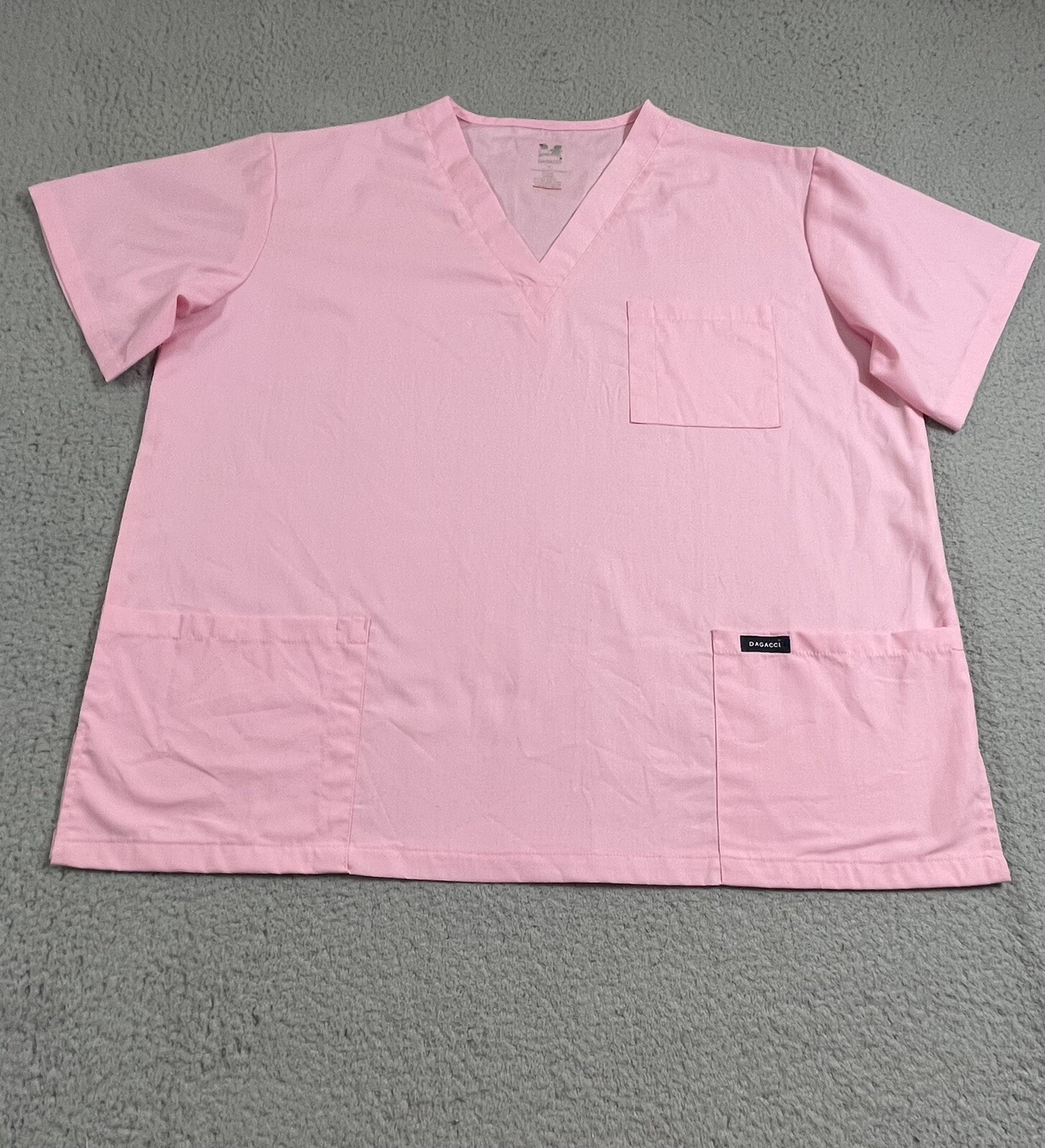 Dagacci Scrub Top Women's  XL Pink V-Neck Scrub Medical Nurse Dental Vet Tech