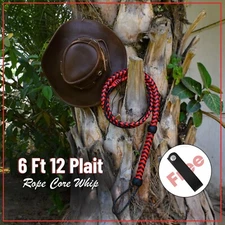 Indiana Jones Bullwhip Genuine Leather Red & Black 6 Ft Long 12 Plait Bull Whip