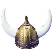 Classic Viking Horn Helmet Halloween Costume Hat, Gold White, Adult Size 14" ...