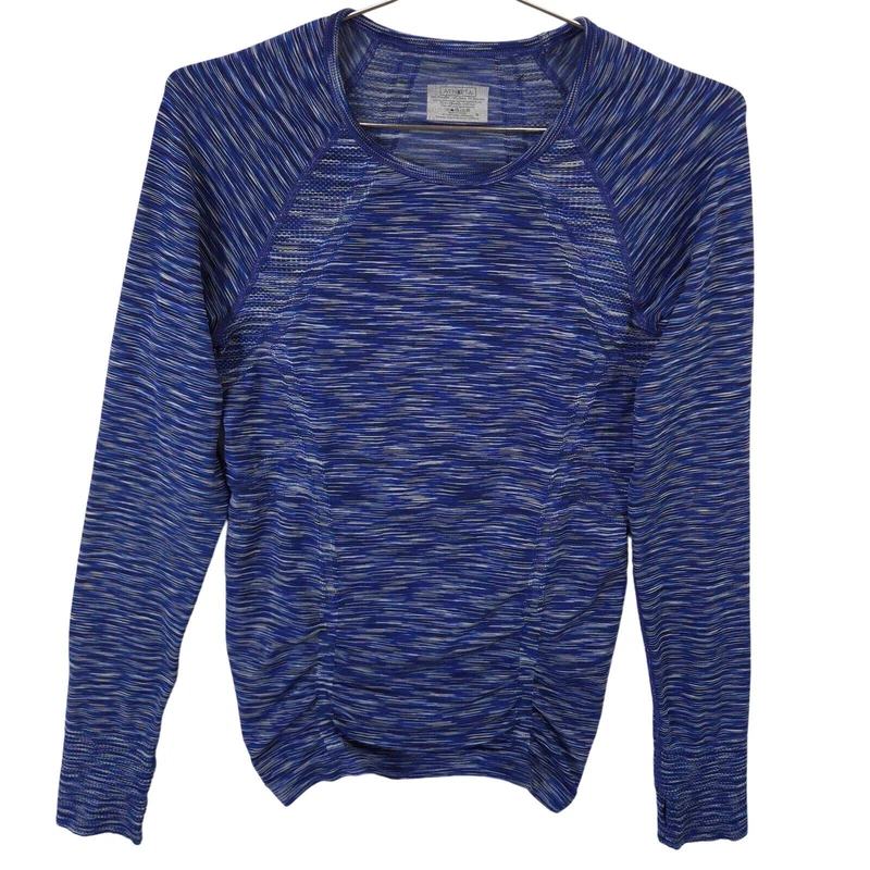 athleta fastest track space dye ruched hem long sleeve shirt