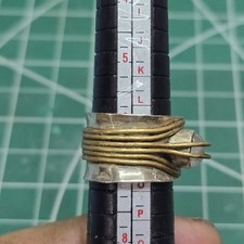 Moonstone Sterling Silver, Brass 2 Tone Wire Wrapped Hammered Size 7