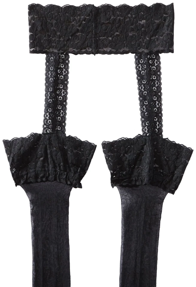 Pantimedias ligueras de encaje con medias 4909 para mujer, negras, 1X EE. UU. Foto 2 de 3