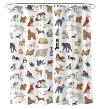 Funny Cute Dog Shower Curtain for Kids Girls Boys Polyester Waterproof Bathro...