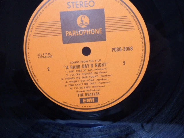 The Beatles A Hard Days Night RARE 1969 Australian Parlophobe Orange Label Vinyl - Image 3 of 4