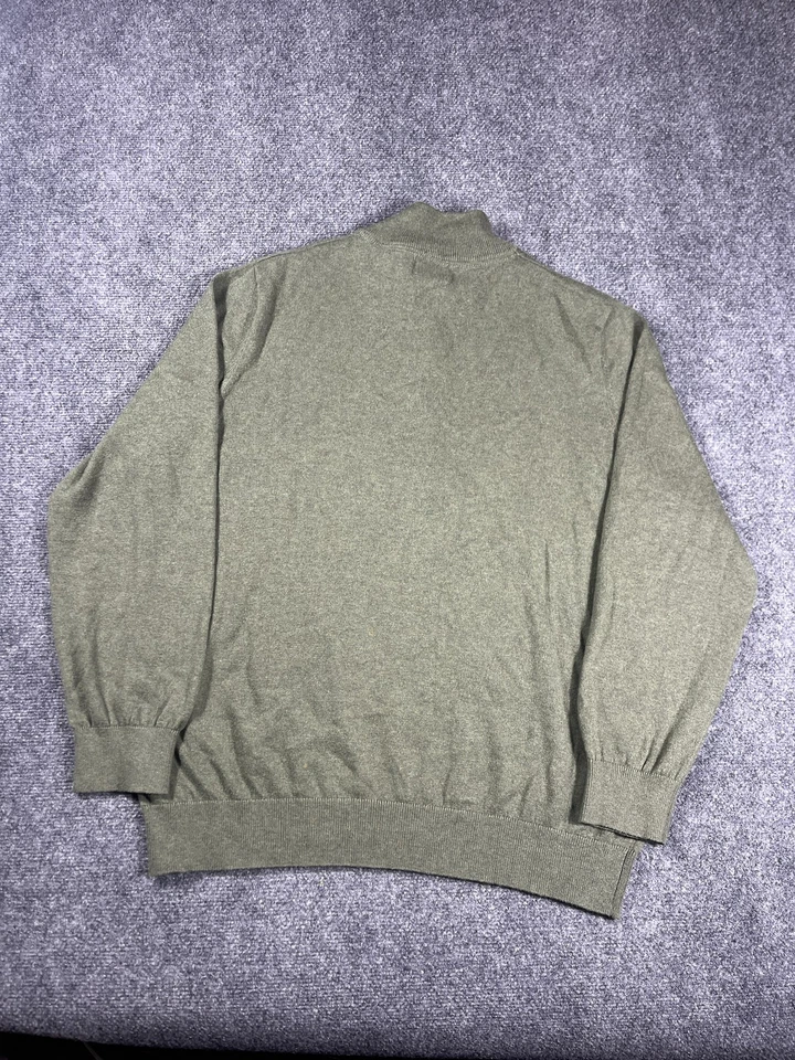 LL Bean Sweater Mens 2XL Green Half Zip Pullover Cotton Cashmere Outdoor Casual - Image 3 of 4