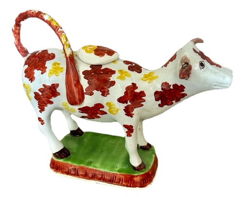 STAFFORDSHIRE - ENOCH WOOD - SWINTON - RARE DECORATED COW CREAMER C1820 - Picture 6 of 10