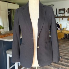 Talbots Womens Black Twill Blazer Gold Crest ...