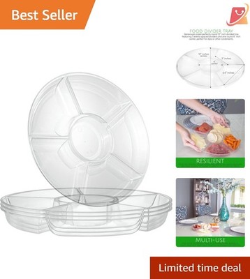 Round Plastic Serving Trays 6 Sections Reusable Durable for Parties and Events