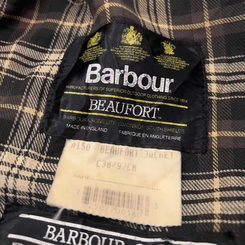 Barbour Beaufort 38 AS IS Waxed Cotton Jacket Khaki Olive England A150 Canvas image 2