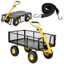 Garden Cart Wagon 900LBS Heavy Duty Steel Utility Cart w/ Removable Sides Black