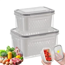 Food Storage Containers 2 Pieces Airtight Box Freezer With Removable Colander