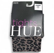 Hue Womens Leopard Print Control Top Tights Size 1 Mink Brown Black