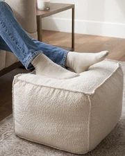 Beautiful Boucle Pouf Ottoman and Foot Rest - Elevate Your Living Room Decor ...