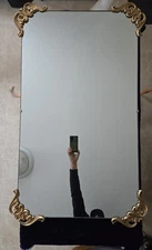 Vintage Antique 42" Rectangle Mirror. Rococo Baroque Style Corners.