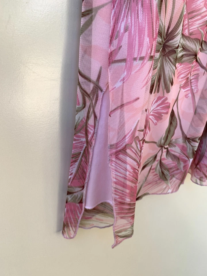 Crossroads Size 14 Womens Y2K 90s Vintage Straight Floral Pink Skirt Pull On - image 3 of 4