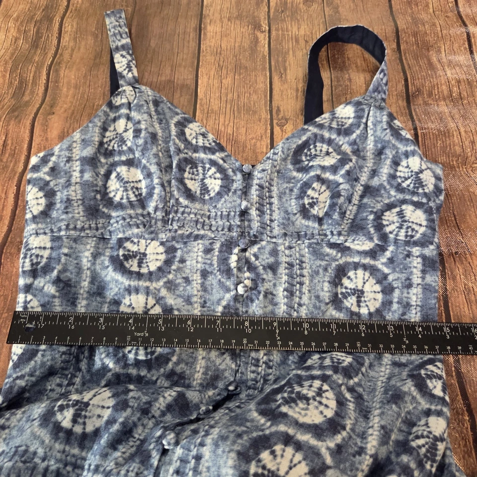 Lauren Ralph Lauren Dress Womens 4 Blue Linen Maxi Sleeveless Boho Side Zip - Image 4 of 4