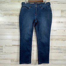 Duluth Trading Co Womens Jeans Size 12 Straight Leg Blue Stretch Denim 32x27