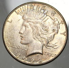 1928 S Peace Silver Dollar - Nice AU  !!