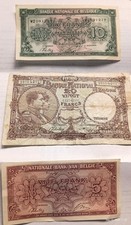 3 Belgian notes total--5, 10,and 20 franc denominations--free shipping