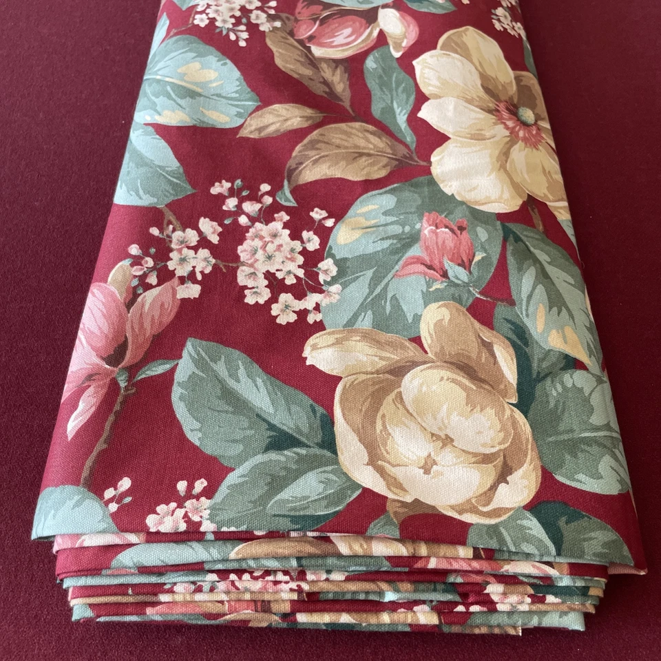 "Tela de algodón para tapicería Sharon Kessler 6 yardas roja/magnolias floral 56"" de ancho" Foto 4 de 4