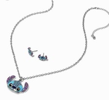 Claire's Disney Stitch Bling Sparkle Necklace  Earrings Jewelry Set Kidcore