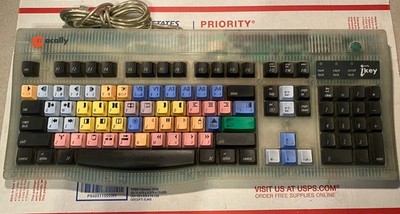 Macally iKey Wired USB Keyboard 2 USB Ports Vintage Ice Blue Clear Macintosh