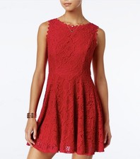 City Studio Juniors Fit & Flare Red Floral Lace Special Occasion Dress Size 11