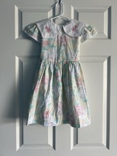 Vintage Pastel Floral Kids Dress With Collar- Size 6