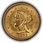 1853 G$2.50 Liberty Head Gold Quarter Eagle - Authentic US Coin - UNC - G6390