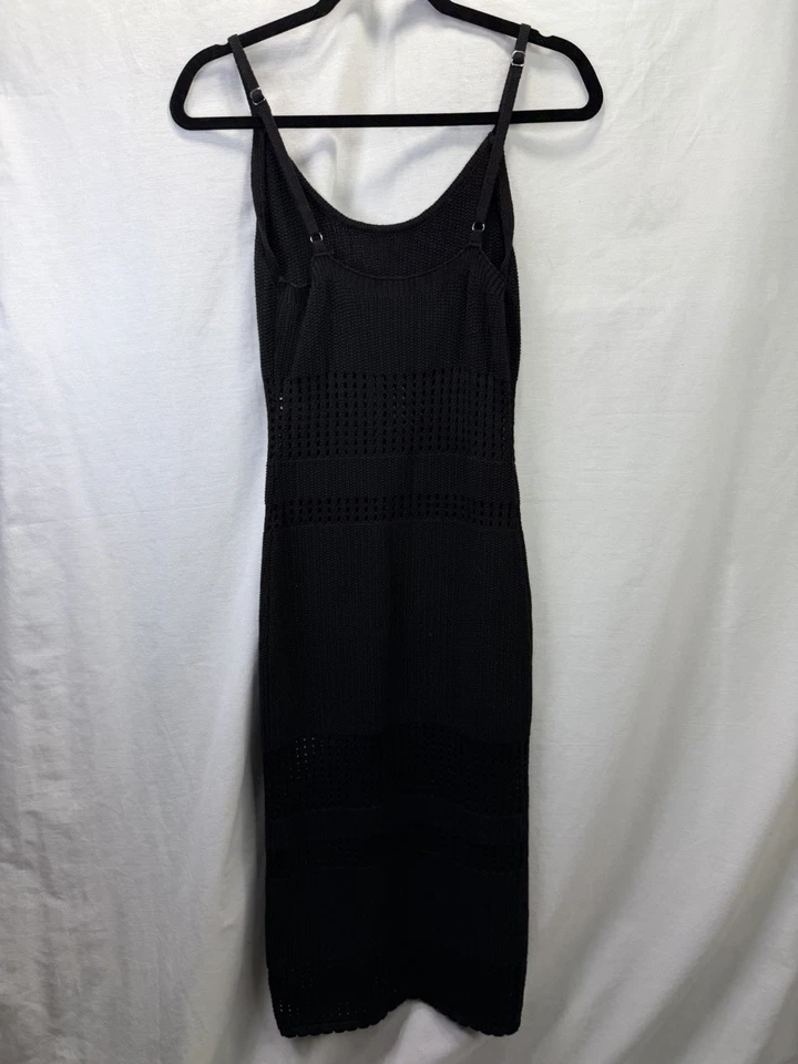 Forever 21 Women’s Black Crochet Adjustable Straps Maxi Dress Sz M Boho Beach - Image 4 of 4