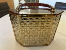Majestic 1950 s Brown Lucite Gold Tone Woven Metal Handbag WOW