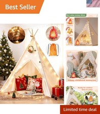 Imaginative Kids Teepee Tent with Washable Fabric  Star Lights - Perfect Gift