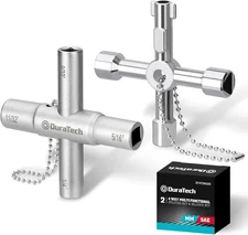DURATECH 4 Way Sillcock Key Set, Utilities Key, 2-Pack, Silver 