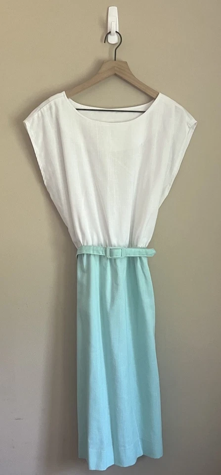 Conjunto Chaqueta Vestido Traje Vintage Años 70 80 Rayas Verdes Años 80 XL 16 18 Abuela Foto 4 de 4