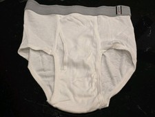 MEN'S HANES PREMIUM MID RISE BRIEF VTG Underwear 2002 XXL 2XL White Grey NEW