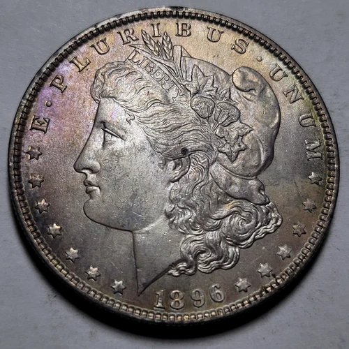1896-P MORGAN $1 Dollar Silver Coin ~ Stunning Toned Brilliant Uncirculated BUnc