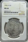 1902-O  $1 MORGAN SILVER DOLLAR  "NEW ORLEANS MINT"  NGC MS64
