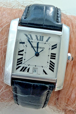 CARTIER 18K WHITE GOLD TANK FRANCAISE LARGE AUTOMATIC WITH